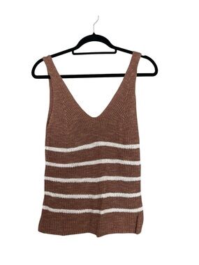 Faherty Brown Stripe Knit Tank